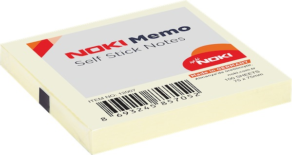 NOKİ MEMO YAPIŞKANLI NOT KAĞIDI 75x75 100 YP 12007 SARI