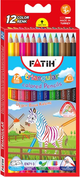 FATİH KURU BOYA 12 RENK JUMBO TAM BOY ÜÇGEN 33490
