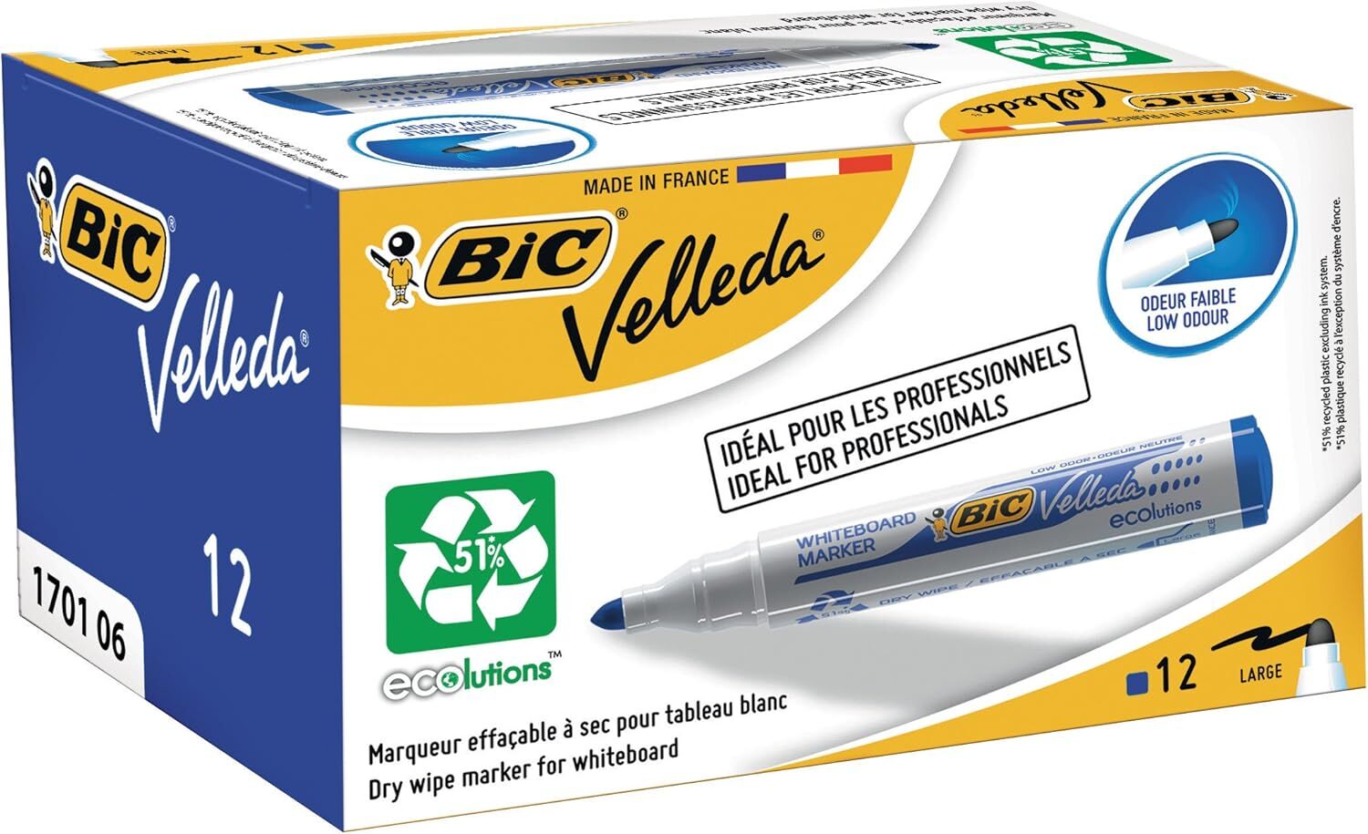 Bic Beyaz Tahta Kalemi Velleda Eco 1701 12 Li Mavi 904938 - 525826