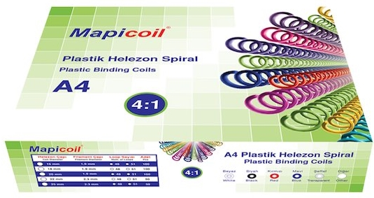 MAPİ SPİRAL PLASTİK HELEZON 4:1 6MM ŞEFFAF 200 ADET 48 LOP 2350604