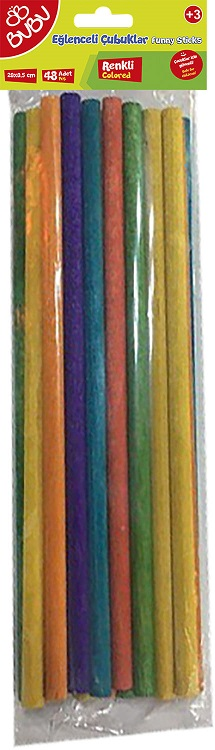BU-BU EĞLENCELİ ÇUBUKLAR RENKLİ 20x0,5CM 48'Lİ BUBU-HS0017