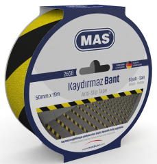 MAS KAYDIRMAZ BANT 50 MM x 15 M SARI & SİYAH 2658