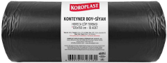 KOROPLAST ÇÖP TORBASI HORECA KONTEYNER SİYAH 120x150 KÖRÜKLÜ 600 GR 10 LU 33 MİC. ST01500427