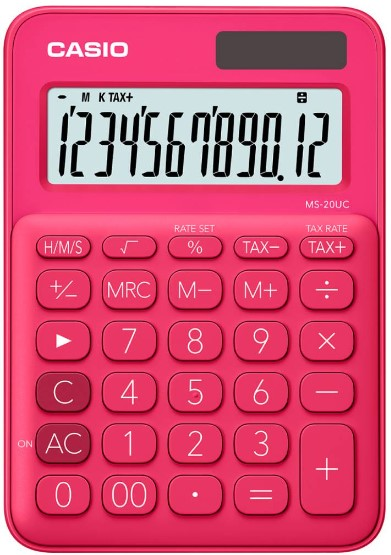 CASIO HESAP MAKİNESİ MASAÜSTÜ MS-20UC-RD 12 HANE