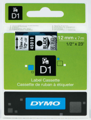 DYMO ŞERİT D1 12MM x 7MT ŞEFFAF/SİYAH 720500 45010