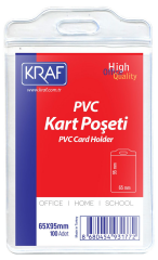 KRAF KART POŞETİ PVC   65x95mm DİKEY 100 LÜ