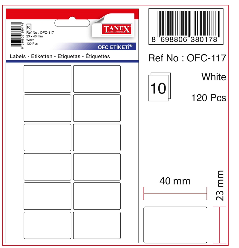 Beyaz Etiket Ölçü : 40×23 Mm Ofc-117
