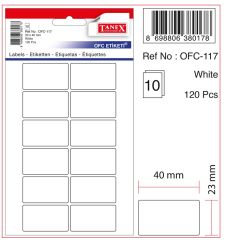 Beyaz Etiket Ölçü : 40×23 Mm Ofc-117
