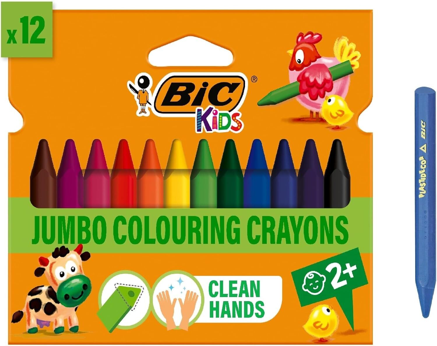 BIC Plastidecor Elleri Kirletmeyen Üçgen Pastel Boya 12 Lİ