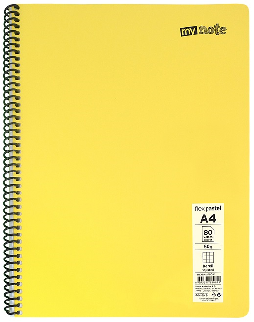 MYNOTE DEFTER FLEX PASTEL PP KAPAK SPİRALLİ A4 40 YP ÇİZGİLİ MFXPA-A440-Ç