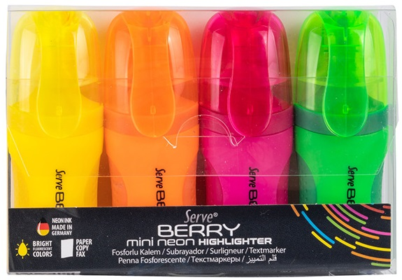 SERVE FOSFORLU KALEM BERRY MİNİ SET 4 LÜ NEON BRMFKP4FR