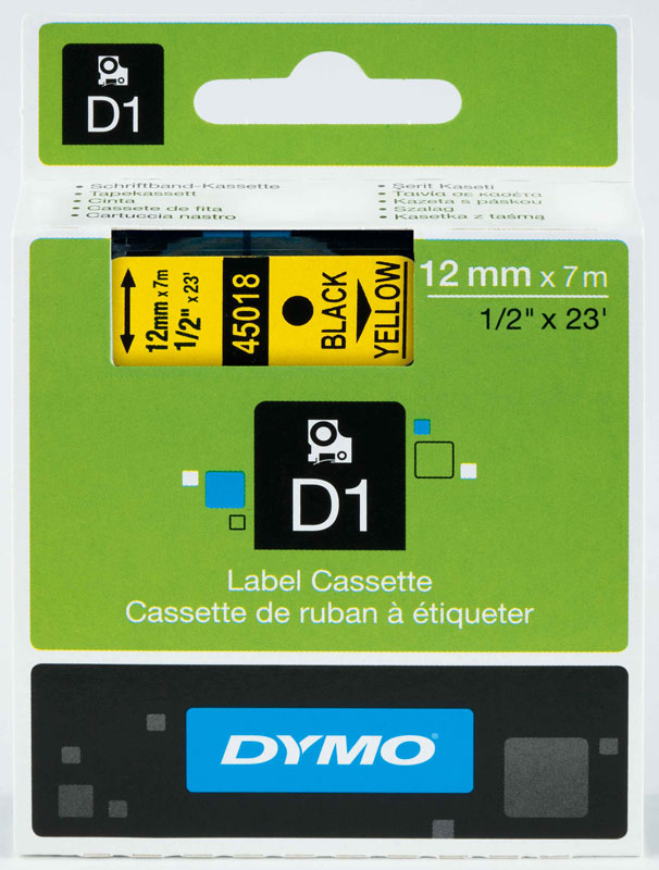 DYMO ŞERİT D1 12MM x 7MT SARI/SİYAH 720580 45018