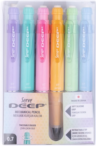 SERVE VERSATİL KALEM DEEP 0.7 SET 6 LI PASTEL PET SV-DEEP0.7PAS6PKR
