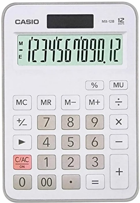 CASIO HESAP MAKİNESİ MASAÜSTÜ MX-12B-WE 12 HANE BEYAZ