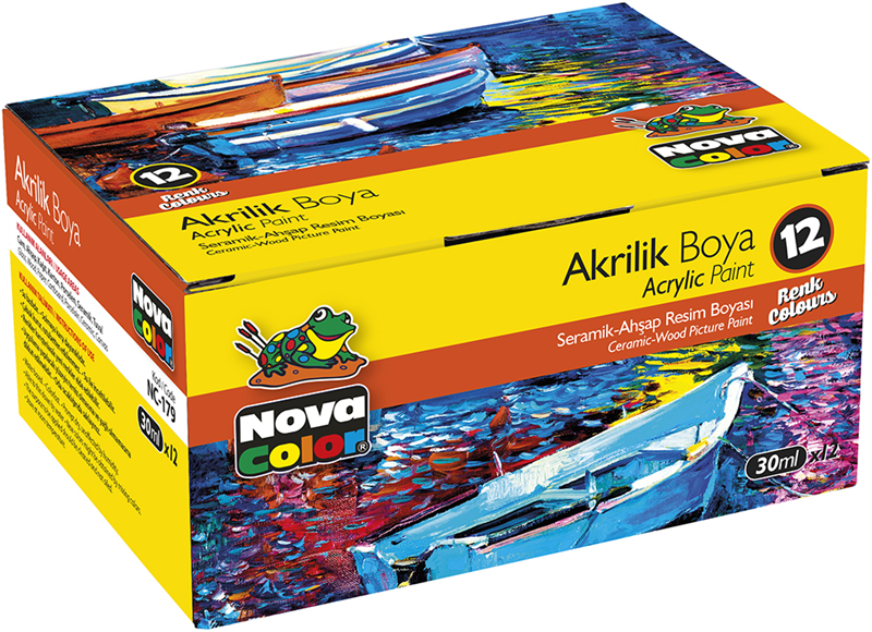 NOVA COLOR AKRİLİK BOYA ŞİŞE 30 CC SET 12 Lİ NC-179