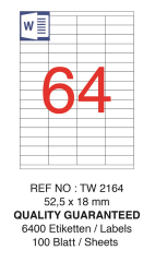 TANEX LASER ETİKET TW-2164 52.5 X 18 MM 100 LÜ