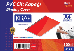 KRAF CİLT KAPAĞI A4 100 LÜ 512G KIRMIZI
