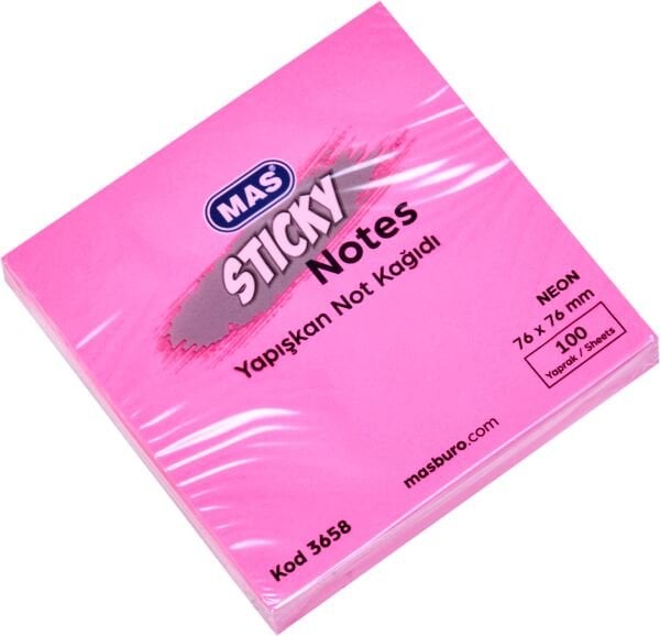 MAS YAPIŞKANLI NOT KAĞIDI 3658 76x76 100 YP NEON PEMBE