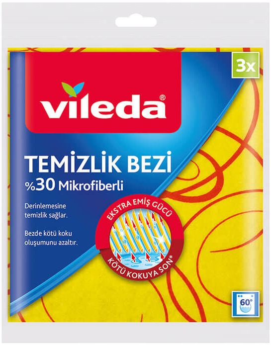 VİLEDA SARI TEMİZLİK BEZİ 3 LÜ (%30 MİKROFİBERLİ) 158818