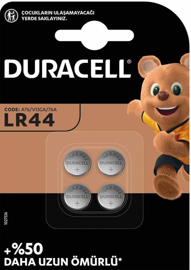 DURACELL PİL DÜĞME 1,5V 4 LÜ LR44