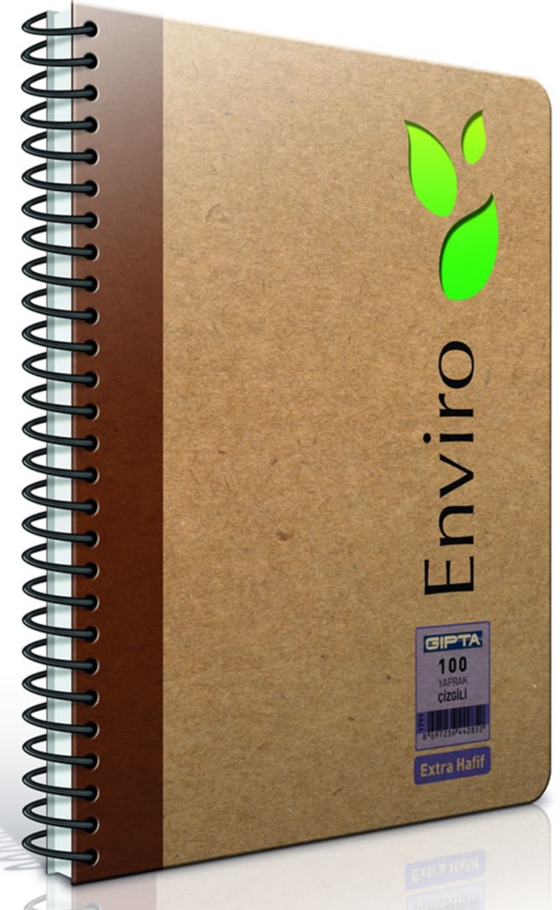 GIPTA DEFTER ENVIRO A4 SPİRALLİ KRAFT SERT KAPAK 100 YP. KARELİ 1792