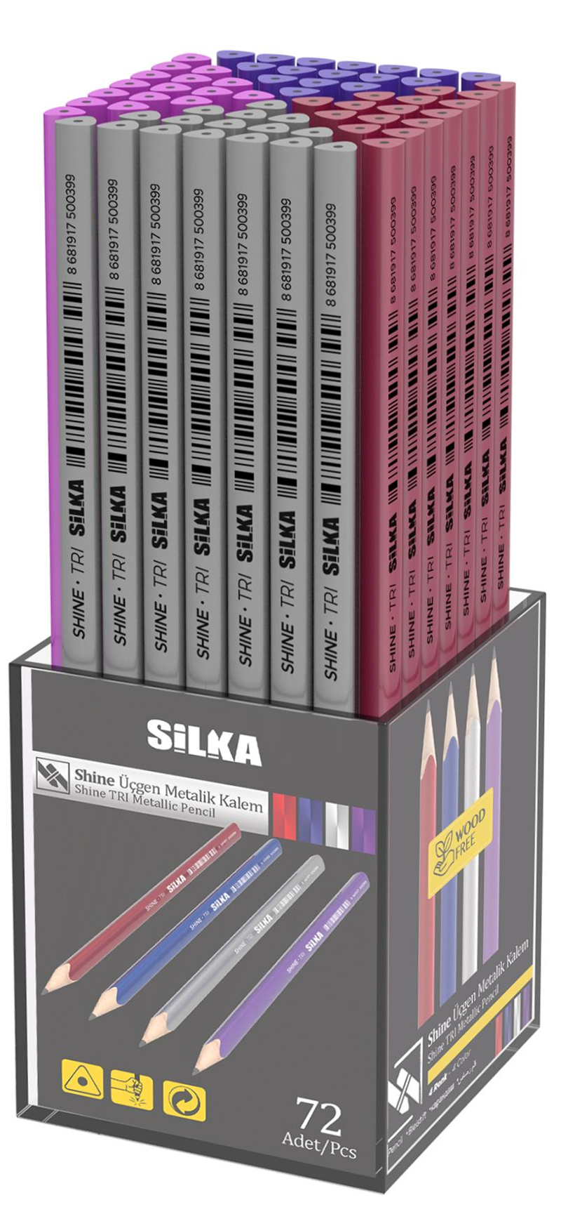 SİLKA KURŞUN KALEM SHINE ÜÇGEN METALİK 72 Lİ ART.39