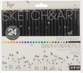 BRUNO VISCONTI SKETCH & ART SİYAH SERİ 0.36 İNCE UÇ 24 RENK 36-0019