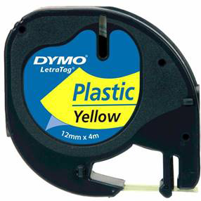 DYMO ŞERİT LETRATAG PLASTİK 12MM x 4MT SARI 721620 59423