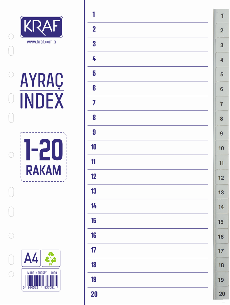 KRAF SEPERATÖR 1020 1-20 RAKAM