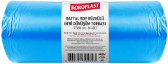 KOROPLAST ÇÖP TORBASI BATTAL 72x80 BÜZGÜLÜ GERİ DÖNÜŞÜM MAVİ 450 GR 10 LU 70 MİC. ST01600177