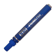 PENTEL PERMANENT MARKÖR N60 KESİK UÇ METAL GÖVDE MAVİ Y N60-C