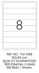 TANEX LASER ETİKET TW-2108 192 X 34 MM 100 LÜ