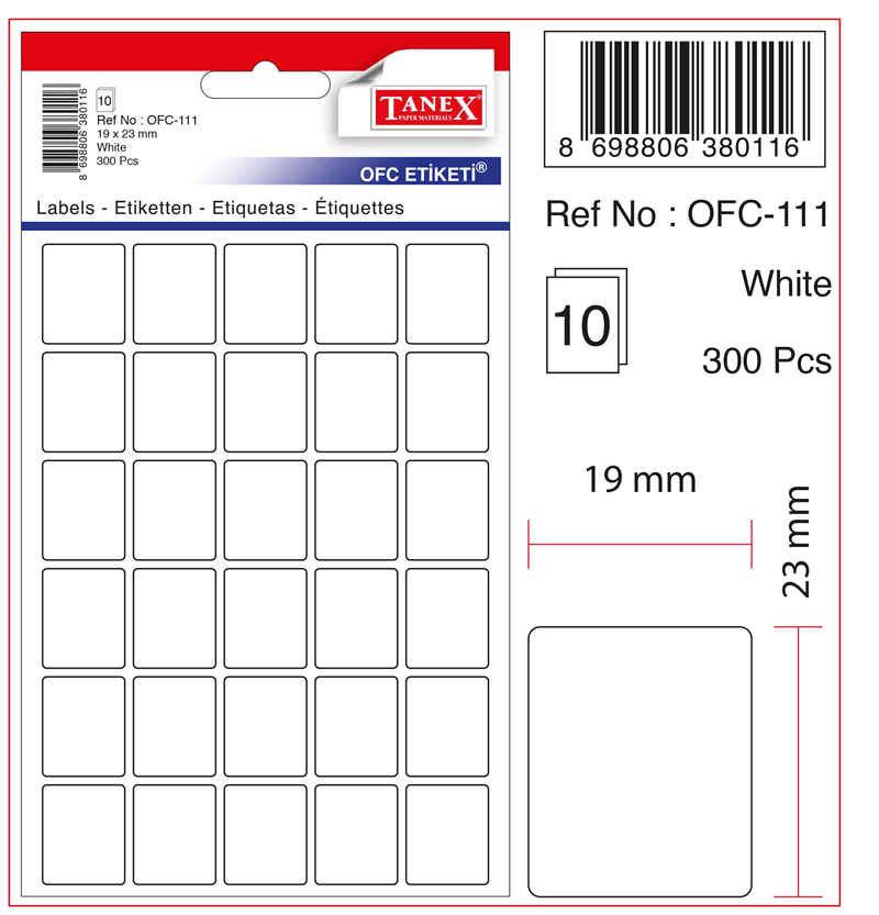 TANEX OFİS ETİKETİ OFC-111 BEYAZ