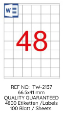 TANEX LASER ETİKET TW-2137 35 X 37.125 MM 100 LÜ