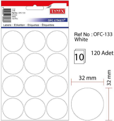 TANEX OFİS ETİKETİ OFC-133 BEYAZ  10 AD.