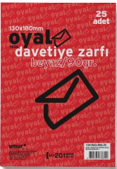 OYAL ZARF DAVETİYE 13x18 90 GR POŞETLİ BEYAZ 25 Lİ 30005918