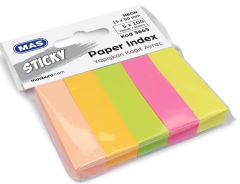 MAS YAPIŞKANLI KAĞIT AYRAÇ 3665 15x50 10 YP NEON 3 RENK