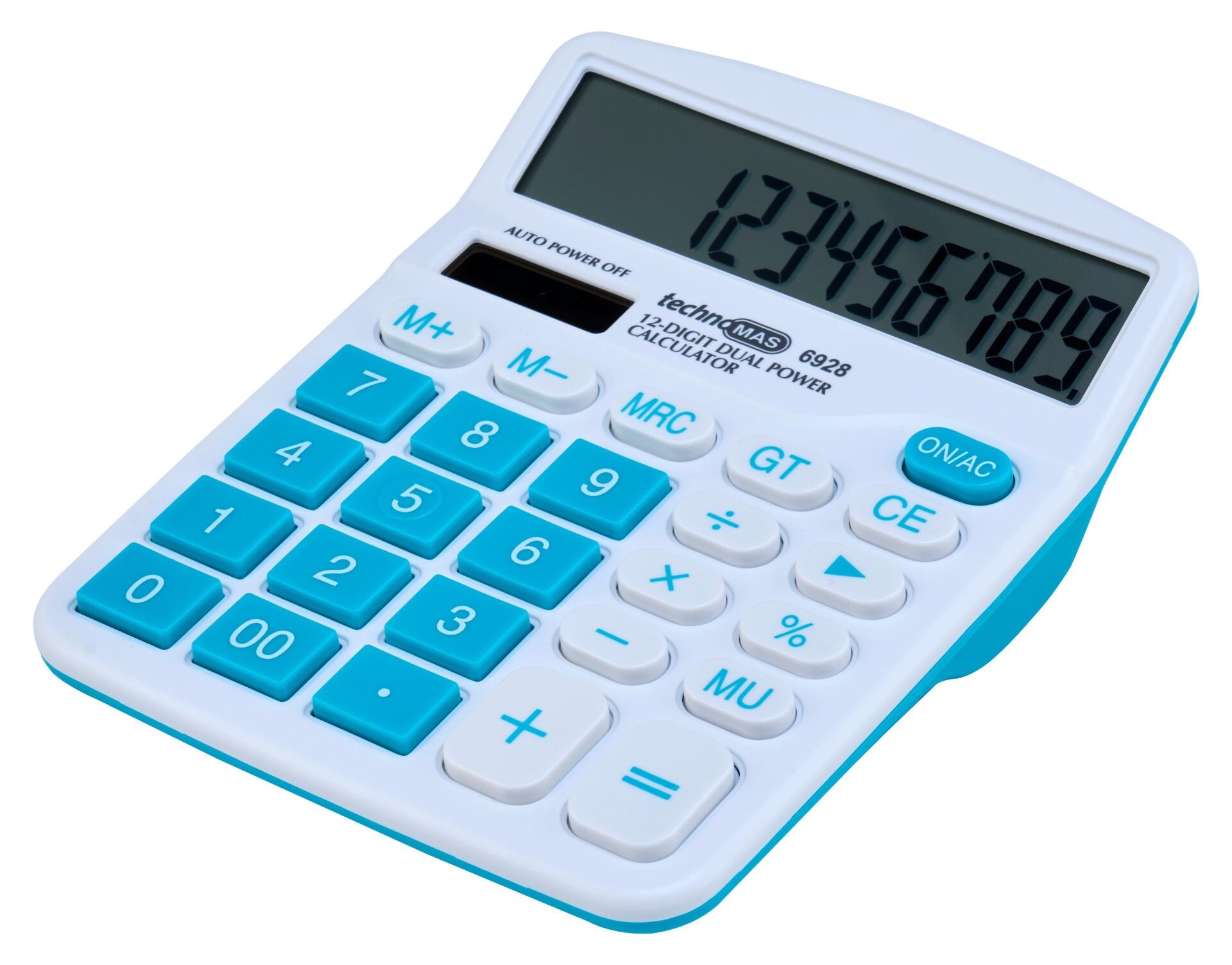 MAS HESAP MAKİNESİ 6928 12 HANE OFİS TİPİ RENKLİ SERİ MAVİ