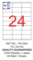 TANEX LASER ETİKET TW-2324 70 X 35 MM ( 24 ) 100 LÜ