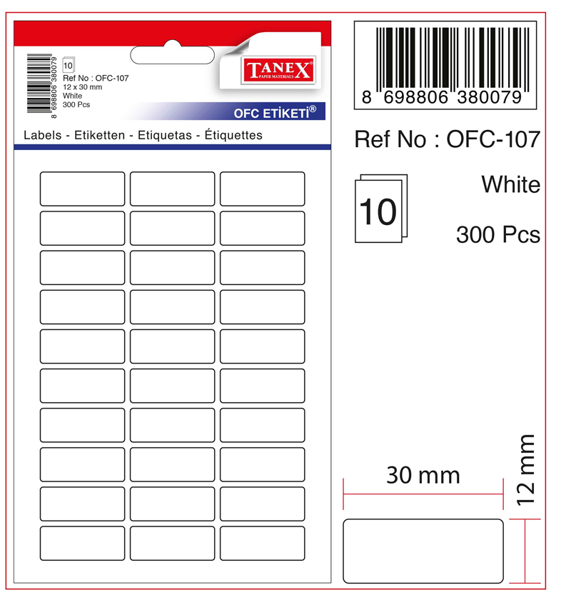 TANEX OFİS ETİKETİ OFC-107 BEYAZ