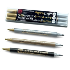 ZIG YAZI SETİ METALİK GOLD&SILVER MS/3VGS 3LÜ