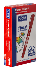 KRAF ASETAT KALEMİ TWIN ÇİFT UÇLU 250 KIRMIZI