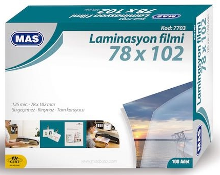 MAS LAMİNASYON FİLMİ 125 MIC. 78X102 7703