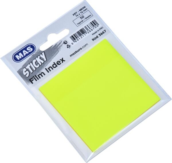 MAS YAPIŞKANLI NOT KAĞIDI TRANSPARAN PP 3667 76x76 NEON SARI
