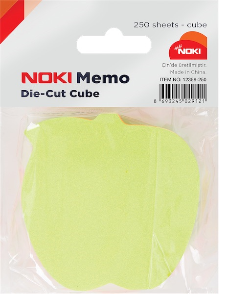 NOKİ MEMO YAPIŞKANLI NOT KAĞIDI 75x75 250 YP 12359-250 5 RENK ELMA