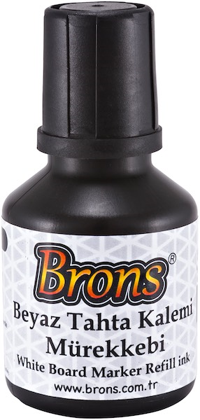 BRONS BEYAZ TAHTA KALEMİ  MÜREKKEBİ  30 CC SİYAH BR-350