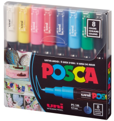 UNİ POSTER MARKÖRÜ POSCA SET PC-1M/8C ANA RENK 8 Lİ