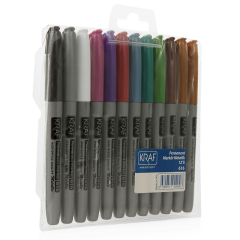 Fırça Uçlu (BRUSH PEN) Permanent Markör Metalik 12 Renk