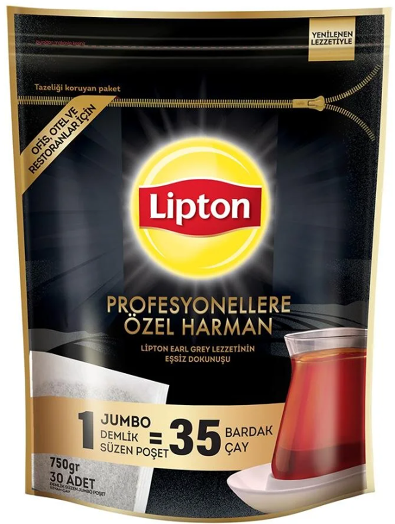 LİPTON DEMLİK POŞET ÇAY 30 LU EARL GREY PROFESYONELLERE ÖZEL JUMBO 25 GR 800912