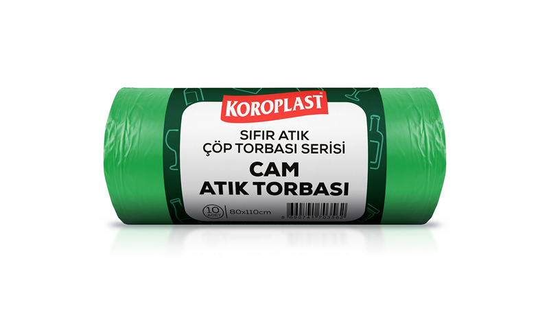 KOROPLAST ÇÖP TORBASI SIFIR ATIK CAM ATIKLAR YEŞİL JUMBO 80x110 650 GR 10 LU 40 MİC. ST01500537